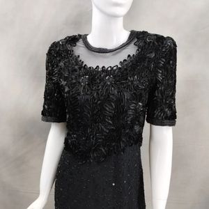 Vintage Laurence Kazar Beaded Sequin Evening Dress